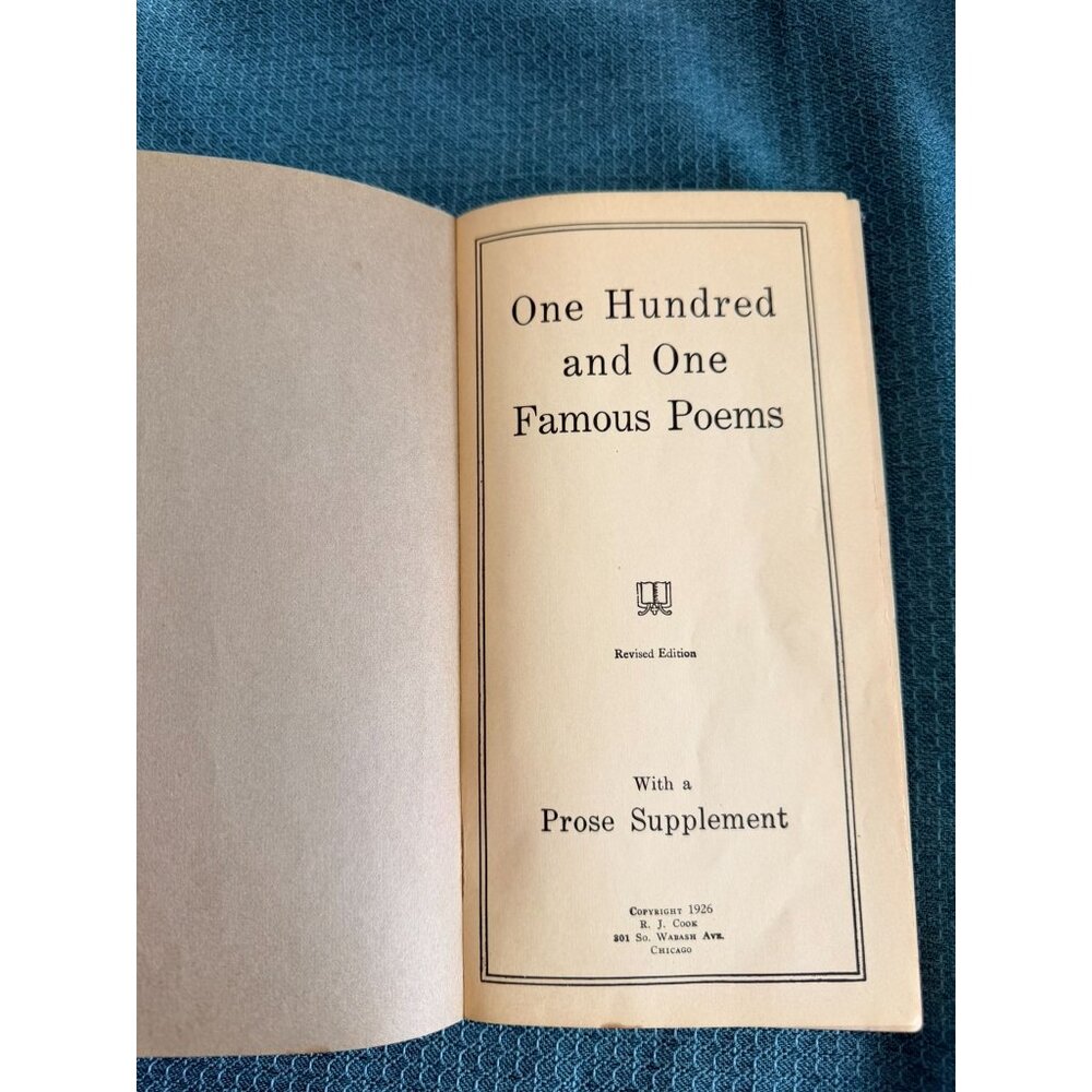 One Hundred And One Famous Poems Revised Edition With Prose Supplement By R.J. C